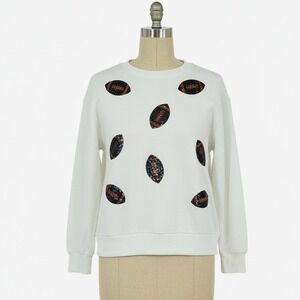 Auburn Mary Square Womens Football Sequin Sweatshirt White XL Gameday Pullover